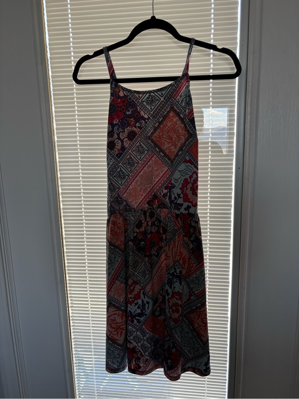 Cynthia Rowley Coral & Navy Patchwork  Dress